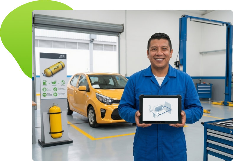 Vehículo con sistema de gas natural vehicular GNV instalado para ahorro de combustible