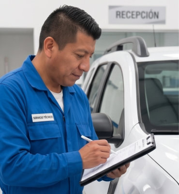 Técnico realizando valoración de motor para equipo de gas